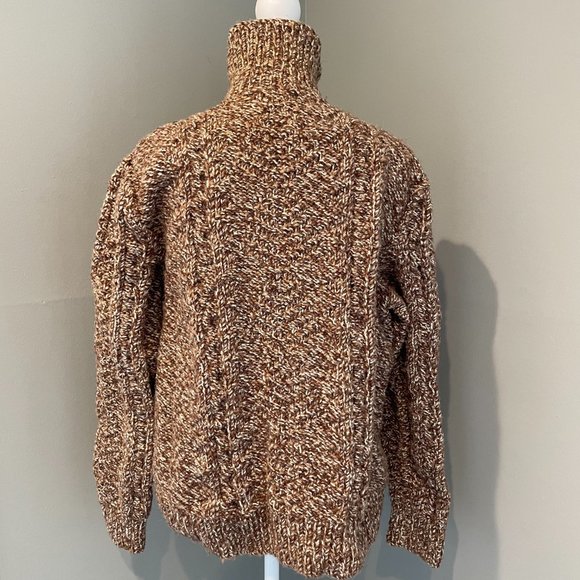 Vintage Pullover Chunky Hand Knitted Women’s Sweater Cowl/Turtleneck Brown/Tan - Picture 3 of 14